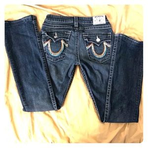 True religion blue jeans style: straight leg.